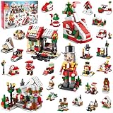 YeahBoom Adventskalender Weihnachtsbaum Bauklötze Set,24 Day Geheimnisvolle Box Countdown Gift,24 Stück Adventskalender Spielzeug,Weihnachtsmann Rentier Bauklotz Set,Advents Geschenke für Kinder