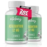 Vitabay Astaxanthin 12 mg Hochdosiert & Vegan - 180 Softgel Kapseln Laborgerpüft & Ohne unerwünschte Zusätze - Natürliches Astaxanthin