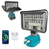 Kabellose 60W LED Arbeitsleuchte für Makita 18V Akku, 6800 Lumen Batteriebetriebene Beleuchtung, Wasserdichte Baustelle Flutlichter für Baustelle, Werkstatt, Garage, Camping und Autoreparatur (Keine