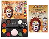 Eulenspiegel 208038 - Tiermasken Schmink-Palette, 8 Profi-Aqua Farben, 1 Schwamm, 1 Pinsel, 1 Schminkanleitung