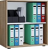 VCM Holzregal stehend | platzsparender Aktenschrank | Maße ca. B. 70 x H. 74 x T. 37 cm | Elegantes Regal stehend | Büroregal – Lona 2 Fach Sonoma-Eiche