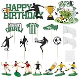 Tortendeko Fussball, 28 Stück Tortenaufleger Fussball Deko Geburtstag Kinder, Fußball Kuchendeko Junge, Fußball Kindergeburtstag Kuchen Topper, Torten Deko Figuren