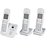 PanasonicKX-TG6823GS DECT Schnurlostelefon mit Anrufbeantworter (3 Mobilteile, strahlungsarm, Eco-Modus, GAP Telefon, Festnetz) perl-silber