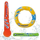 Schildkröt® Neopren Diving Set, 3-teiliges Tauchset, je 1 Ring, Stab, Ball, Sandfüllung, weich, stehen am Grund, 970217