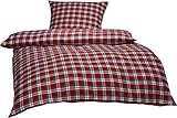 Bettwaesche-mit-Stil warme Fein-Flanell Winter Bettwäsche Toronto Landhaus Karo rot grün weiß kariert (135 cm x 200 cm + 80 x 80)