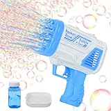 Charmofun Seifenblasenpistole, 32 Löcher Automatische Gatling Blasenmaschine, Gatling Bubble Machine, Seifenblasenmaschine Set, Seifenblasen Pistole mit LED Licht für Kinder Outdoor (Blau)