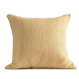 COCOPLOCEUS Dekorativer Boho-Kissenbezug, 45,7 x 45,7 cm, Steingewaschene Baumwolle, Waffelmuster, quadratisch, für Couch, Sofa, Stuhl, Bett, Auto, Gelb, 1 Stück