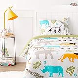 Amazon Basics 2-teiliges Mikrofaser-Bettwäsche-Set für Kinder, Bettdeckenbezug 100 x 135 cm & 1 Kissenbezug 40 x 60 cm, Tiere, Tierdruck
