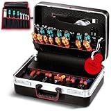 PARAT CLASSIC Plus CP-7 | Werkzeugkoffer leer | Für 51 Werkzeuge | Inkl. BASIC Roll-Up Case 8 | Handwerkskoffer mit CP-7 Haltern | Werkzeugbox mit Bodenschale & Dokumentenfach | Mit Aluminiumrahmen