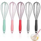 5 Stück Schneebesen Silikon Mini, 17 cm, Mehrfarbig Schneebesen Silikon Set,Klein Hitzebeständige Küchen Schneebesen Profi,Verkratzt die Pfanne Nicht,zum Kochen,Backen,Rühren,Schlagen und Verblenden