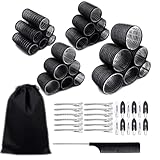 JZK 50-in-1 Extra groß klein lockenwickler mit klammern Set papilotten locken für lange/kurze Haare und Fringe haarwickler selbsthaftend haarrollen für volumen Klettverschluss haare locken ohne hitze