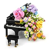 Seyaom Leuchtendes Klavierstrauß-Mikro-Baustein-Set, Immoral Flower Piano Mini-Bauset für Erwachsene, Jungen, Mädchen ab 10 Jahren (841 Teile)