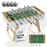 Artsport Tischkicker ProKick - Stabiler Kickertisch aus MDF, 11-gegen-11 Spielfläche, Anti-Rutsch-Griffe, Torzähler, für Kinder & Erwachsene – Weiß/Natur