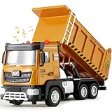 Tacobear Baustellen Fahrzeuge Spielzeug Set, 1:40 Metall Baufahrzeuge LKW Auto Spielzeug Kinder Baustellenfahrzeuge mit Sound und Licht Lastwagen Spielzeug Geschenk Jungen 3 4 5 6 Jahre (Kipper)
