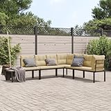 Gecheer Gartenbank-Set 4-TLG. Schwarz Pulverbeschichteter Stahl714