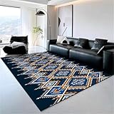 RUGMRZ Flickenteppich Waschbar Zimmer Deko Geometrisches Design des blauen Teppichs, verschleißfest und lichtecht Teppisch 200X260CM