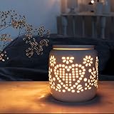 Candle-Brothers Elektrische Duftlampe aus Keramik | Romance | Weiße Duftlampe mit romantischen Design | Perfekte Geschenkidee für Freunde & Famile | Lampe für Büro, Schlafzimmer, Yoga