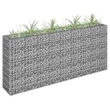 Gabionen-Hochbeet aus verzinktem Stahl, 180x30x90 cm, Robustes Pflanzgefäß für Garten und Terrasse, langlebige Blumenbeet-Begrenzung, ideal für erhöhte Beete