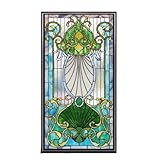Fensterfolie PVC-Sonnenschutzfolie, klebstofffrei, Vintage-Muster, Milchglastür-Tönungsfolie für Glasflächen(60cmx200cm)