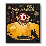Premium Schoko-Adventskalender – Der lustige Weihnachts-Countdown bis Heilig Abend aus Fairtrade-Kakao + Mannschaftsposter/Fanposter + Fanshop-Gutschein (200 g) (SG Dynamo Dresden)