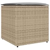 Tomostar Gartentruhe für den Außenbereich, Truhe, Aufbewahrungsbox, Garten, mit Aufbewahrung, Beige, 50 x 50 x 50 cm, Polyrattan