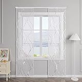 SCHOAL Schiebegardinen mit Klettband Transparente Schiebevorhang 2er Set Voile Gardinenschal Fensterschal mit glänzenden Wellen Muster BxH 57x175cm Silber