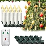 LZQ LED Kerzen Batteriebetrieben mit Fernbedienung, LED Christbaumkerzen Kabellos Warmweiß Weihnachtsbaumbeleuchtung Weihnachtskerzen Kerzenlichter mit Timer (Ohne Batterie, 10 Stück)