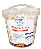 NordicVital KOKOS-Sticks, Leckerlies, Presskuchen, Snacks, Zahnpflege für Hunde aus 100% Kokosmark ohne Zusätze, 1000g Eimer