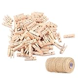 FONDOTIN 100 Stück Holz-Foto-Holz-Wäscheklammern Fotoklammern Seil Holz-Wäscheklammer Holz-Foto-Nadeln Holz-Foto-Clips Holz-Wäscheklammer