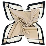 CHIC DIARY Damen elegant Schal Seidentuch Halstuch Seidenschal Karoschal Herbst Winter Scarf Business,60 * 60cm, Beige, Einheitsgröße