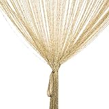 Vidillo Fadenvorhang, Fadenvorhang Glitzer weiss 100 x 200 cm Wandvorhang Schaufensterdekoration, Dekorative Gardine Raumteiler Fliegenschutz für Hochzeit, Café, Restaurant (Champagner)