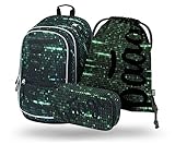 Baagl Schulrucksack Set Jungen 3 Teilig, Schultasche für Grundschule Volksschule, Grundschule Ranzen mit Brustgurt, Ergonomischer Schulranzen (Numbers)