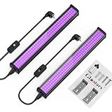 Glostars 2er 26W Schwarzlicht LED, 1Ft Schwarzlicht Röhre mit Stecker & Schalter, 395nm Schwarzlichtlampe, UV Lampe für Schwarzlicht Party Deko, Disco [Energieklasse A]
