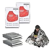 LeFeirr 2 Stück Rettungsdecke 210x160cm Extra Groß Wiederverwendbar Wärmedecken für Camping, Wandern, Marathons