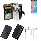 K-S-Trade Für HTC Wildfire X Hülle TOP Set Handy Hülle Schutz Hülle Für HTC Wildfire X Schwarz Aus Kunstleder + Kopfhörer Smartphone Tasche