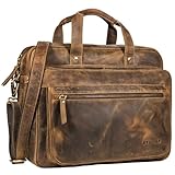 STILORD Herren-Businesstasche aus Leder braun - große 15,6 Zoll Laptoptasche - Männer-Aktentasche - Vintage Umhängetasche aus Rindsleder 'Walt'