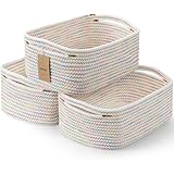 3er-Pack Aufbewahrungskörbe zum Organisieren | Geflochtener Spielzeugkorb | Leere Seilkörbe für Geschenke | Schrank-Organizer-Behälter mit Griffen | Dekorative Würfelbox | Regenbogen