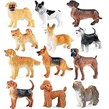 SIENON 12 Stück Mini-Hundefiguren, Realistisches Hundefiguren-Spielzeug-Set, Kunststoff-Welpenfiguren, Miniatur-Hundetiere Spielzeug, Hündchen Kuchen Cupcake Topper, Ostereier, Geburtstag