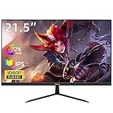 Pisichen 21,5 Zoll Full HD PC Monitor, Computer Monitor 16:9 IPS-Panel (1920 x 1080, HDMI, VGA, 3ms Reaktionszeit, 75 Hz Bildwiederholrate) Schwarz