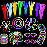 DERAYEE 30 Stück Knicklichter,Neon Leuchtstäbe Party Pack mit 30 Verbinder und Leuchtbrillen Set für Party