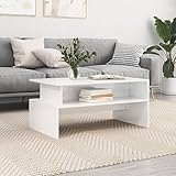 Ordellia Couchtisch Hochglanz-Weiß, 90x55x42,5 cm, Holzwerkstoff, moderner Wohnzimmertisch mit Stauraum für Ihr Zuhause, langlebig