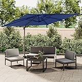 Xichuzi Ampelschirm mit Doppeldach, Sonnenschirm Balkon, Balkon Schirm, Balkonschirm, Sonnenschutz Garten, Gartensonnenschirm, Regenschirm Balkon, Azurblau 300x300 cm