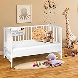 Schardt Beistellbett Micky 60x120 cm weiß – Babybett aus massivem Buchenholz – Stufenlos höhenverstellbar - Umbaubar zu Gitterbett & Sofa – Komfort und Sicherheit für Neugeborene und Kleinkinder