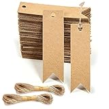 Geschenkanhänger Kraftpapier Klein 200 Stk Geschenk Anhänger Papier Etiketten Tags 7 x 2cm mit Juteschnur zum Beschriften Hochzeit Weihnachten