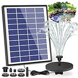 AISITIN Springbrunnen mit 6.5W Solar Panel Eingebaute1500 mAh Batterie Teichpumpe Wasserpumpe Schwimmender Fontäne Pumpe mit 6 Fontänenstile für Garten,Wasserspiele,Vogel-Bad,Teich