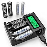 POWEROWL Akku Ladegerät mit 4 AA Akkus 2800mAh + 4 AAA Akkus 1000mAh - Akkuladegerät für NI-MH/NI-Cd Wiederaufladbare AA AAA Batterien Schnellladegerät mit 8 Stück Akkus