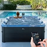 Miweba MSpa Whirlpool Outdoor | Frame Oslo Sapphire mit Fester Außenwand - Pool mit App Steuerung - 6 Personen Spa 160x160cm - UVC+ Wasserreinigung - Aufstellpool - Hot Tub