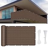 Outdoor Balkonzaun Abdeckung 300 x 170 cm Braun Sonnenschutz mit UV & Windschutz für Garten und Terrasse