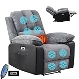 LSLIFE Elektrischer Sofa mit Massage- und Heizfunktion Sofa Massagesofa Sessel Lazy Boy Liegesessel für Senioren Ergonomisches Lounge-Einzelsofa (Blaue 1 Personen)
