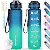 HASAGEI Sports Trinkflasche 1L Wasserflasche 1 Liter Trinkflasche BPA Frei Tritan Sportflasche mit Verschlussdeckel und auslaufsicher, für Fitnessstudio,Schule,Radfahren,Outdoor,Sport,Fitness und Büro
